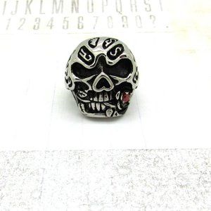 NEW Large stainless steel skull  ring with rose